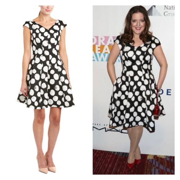 Julia Jordon Dresses & Skirts - NWT Julia Jordan Black/White Polka Dot Fit & Flare Dress Double V-Neck Pockets 6